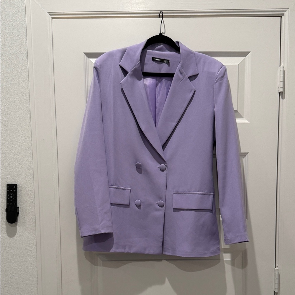 Boohoo Lavender Double-Breasted Blazer